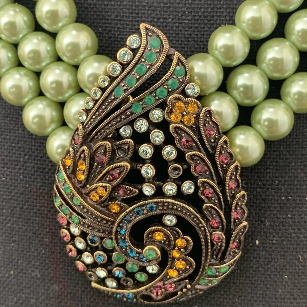 Heidi Daus TEARED TAPESTRY 3 Strand NECKLACE Paisley - Picture 2 of 10